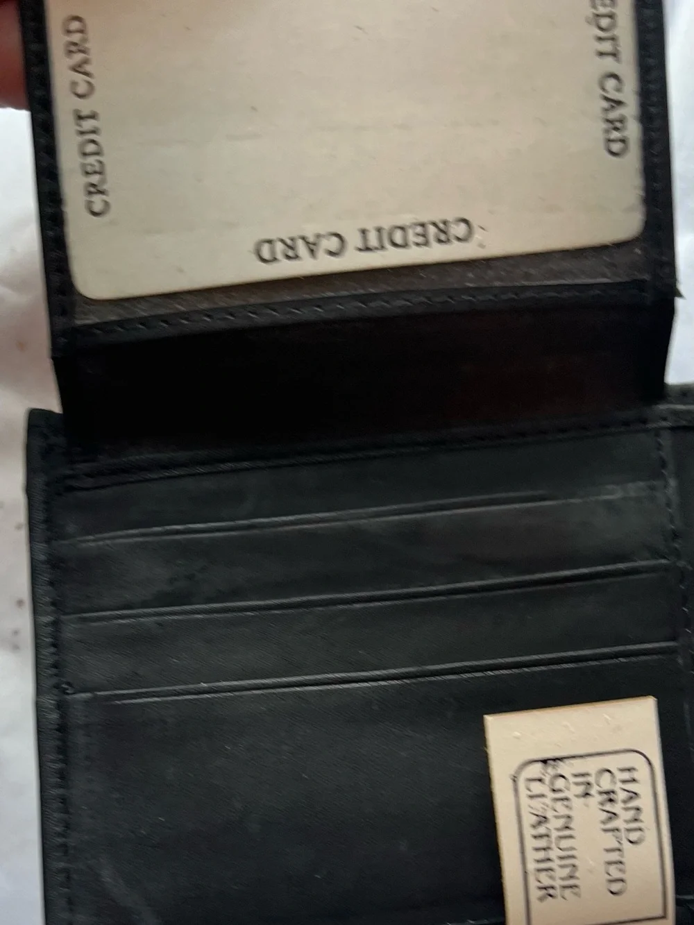Bi-Fold Genuine Leather Compact Pass Case - Black